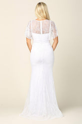 Bridal Long Gown Wing Sleeve Lace Wedding Dress